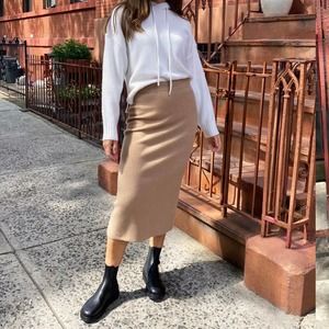 Babaton Tan Midi Skirt